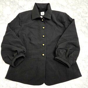 Cabi Abbott Blazer Womens Size 8 Black Button-Up jacket 3/4 Balloon Sleeve